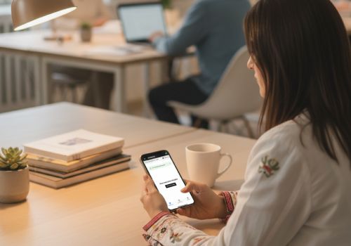 Empleado fichando con móvil